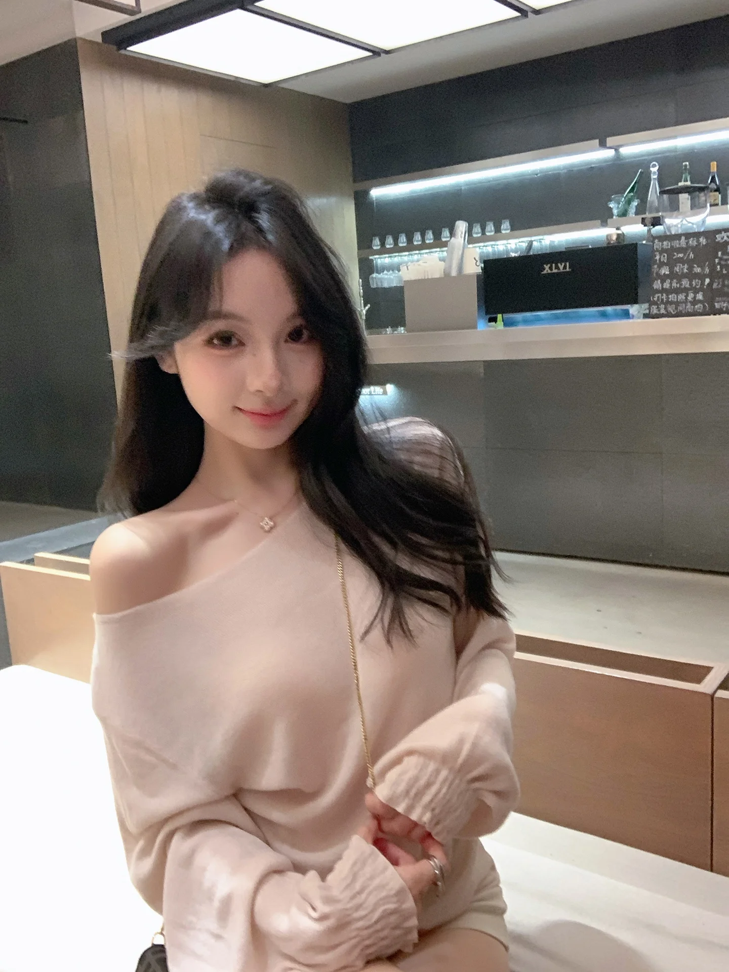 

ZhouYeye мягкий розовый нежный шерстяной вязаный свитер женский одноплечий базовый топ осень-зима внутренняя одежда свободного покроя длинный све