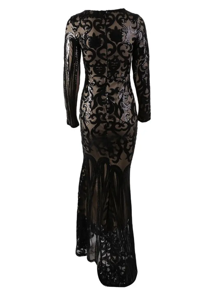 Missord Black Sequin Bodycon Prom Dress Women O Neck Long Sleeve Gorgeous  Reflective Party Dresses Elegant Evening Gown - AliExpress 200000345