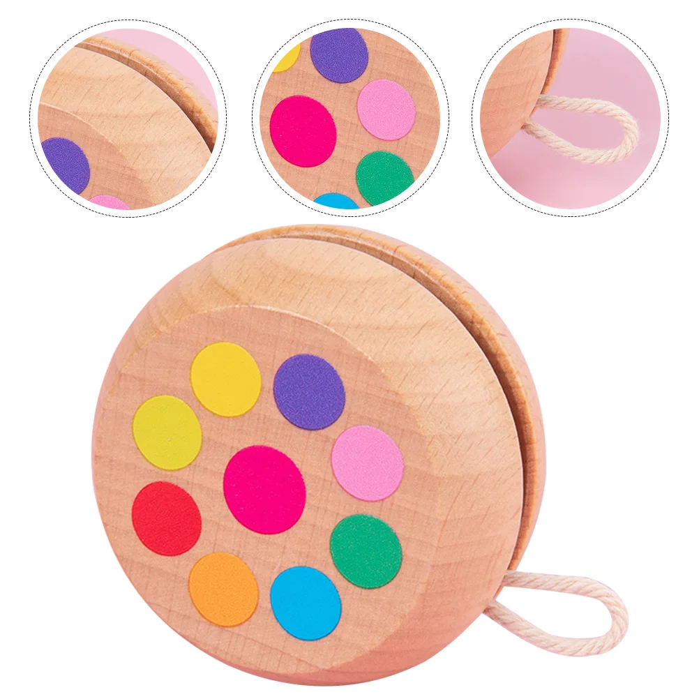 Yo-Yo in legno per bambini Palla con corde in legno liscio Giocattolo educativo con punta delle dita Palline Yoyo per bambini con coordinazione occhio-mano