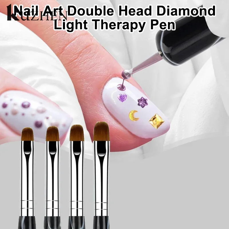 1/4 قطعة فرشاة فنية للأظافر الفرنسية نهاية مزدوجة مسمار الفن التنقيط القلم الاكريليك رسم حجر الراين هلام اللوحة مقبض خشبي/الاكريليك