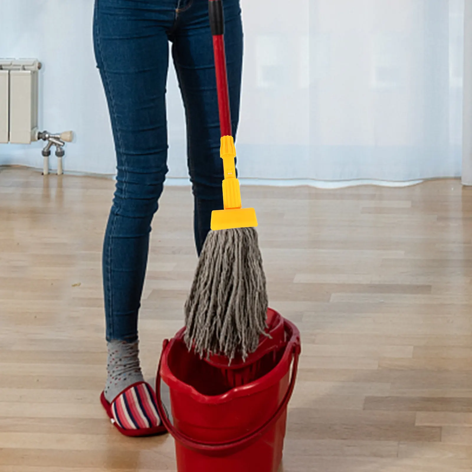 

2pcs Mop Head Clip Yellow Plastic Clamps Detachable Replacement Holder for Floor Mop Commercial Use Various Floors Wooden Tiles