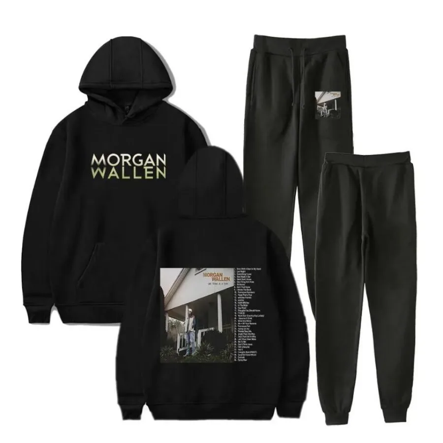 Morgan Wallen One Thing At A Time Tour Men's Sportswear Set Casual Tracksuit Two Piece Set Sweatshirt+Sweatpants Outfit