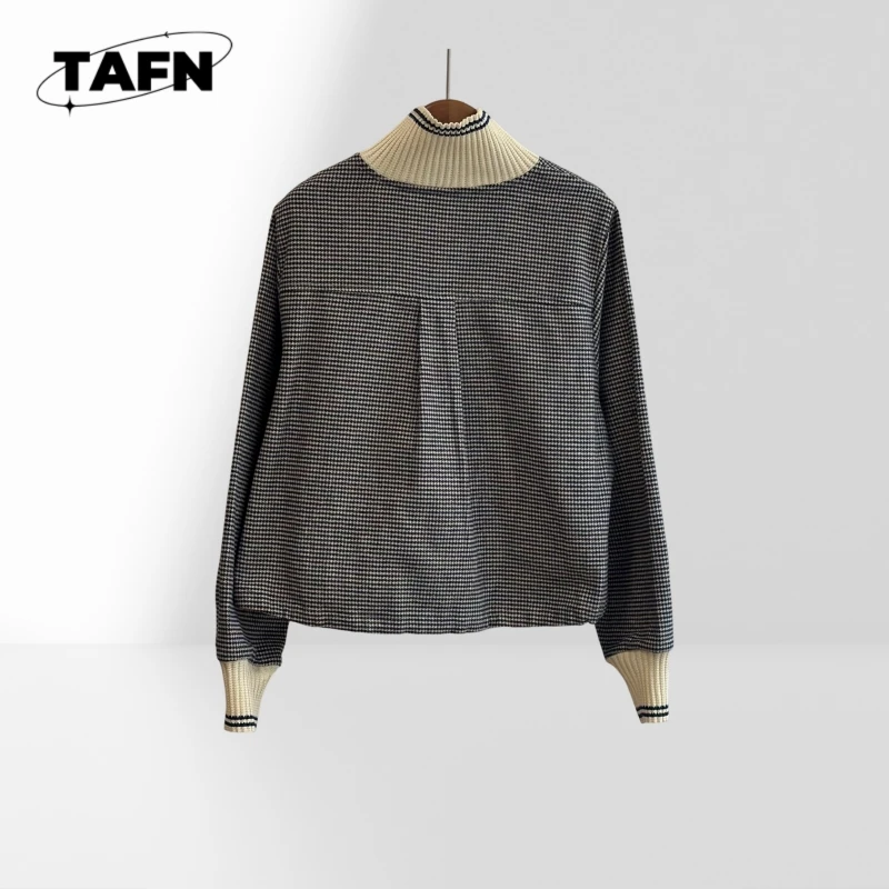 タートルネックファッションシンプルな配色快適で美しいレトロスタイルカシミヤカーディガンカジュアルな外出のための暖かさAD2810