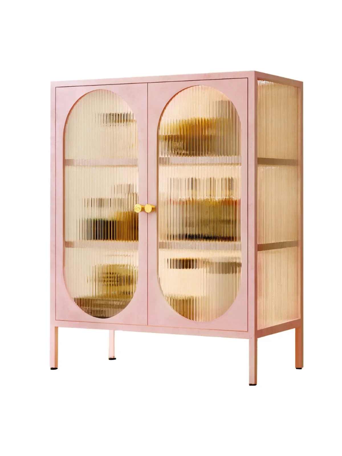 Creamy sideboard, household wrought iron cabinet, simple tea and wine cabinet, living room, kitchen, multi-functional storage ca