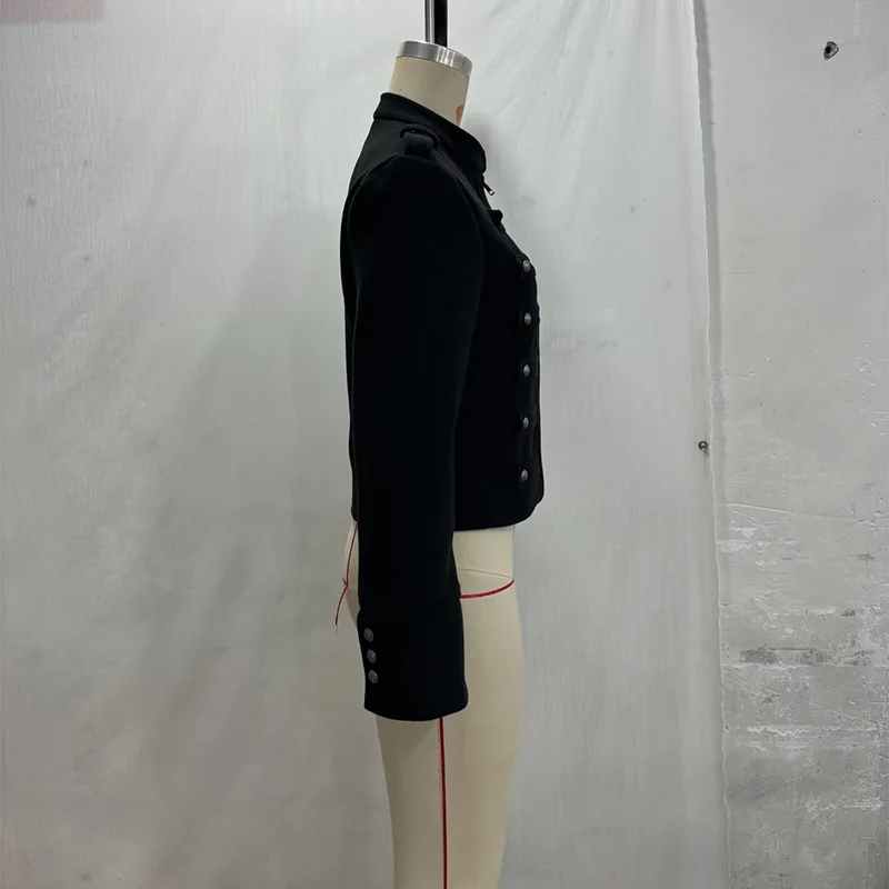 Napoleon Militär-Kurzjacke für Damen, Mehrfarbige Metall-Longsleeve-Jacken, Vintage-Oberbekleidung, Lässiger Schlanker Kurzmantel – Detail 7