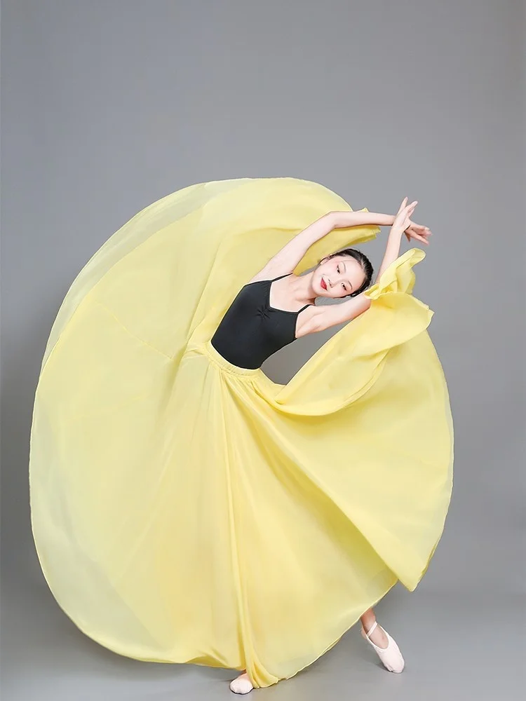 Vestido de danza clásica para mujer, elegante vestido de actuación de danza de Xinjiang, falda de media longitud, falda oscilante, vestido de entrenamiento de Ballet moderno
