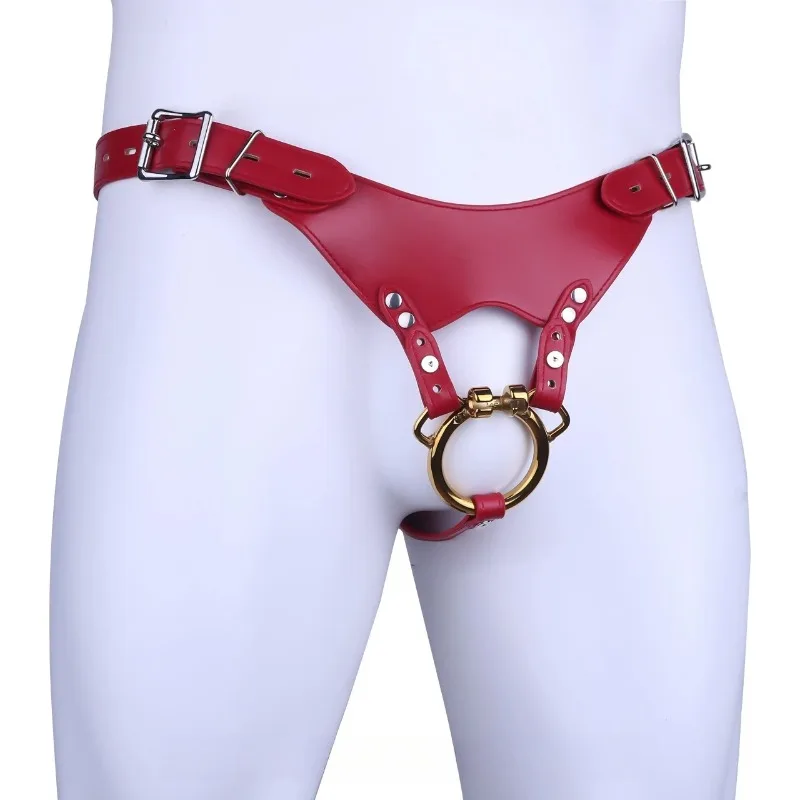 Three Way PU Leather Chastity Belt for Chastity Cage Adjustable Auxiliary Strap Cock Cage BDSM Penis Restraint Sex Toys for Men - view 2