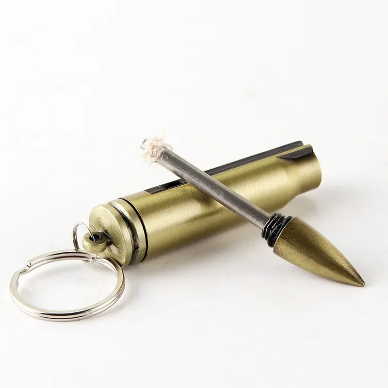 Portable Metal Pointed Bullet Can Be Used 10000 Times Lighter Portable Pendants Keychains Kerosene Cigarette Lighters & Smoking