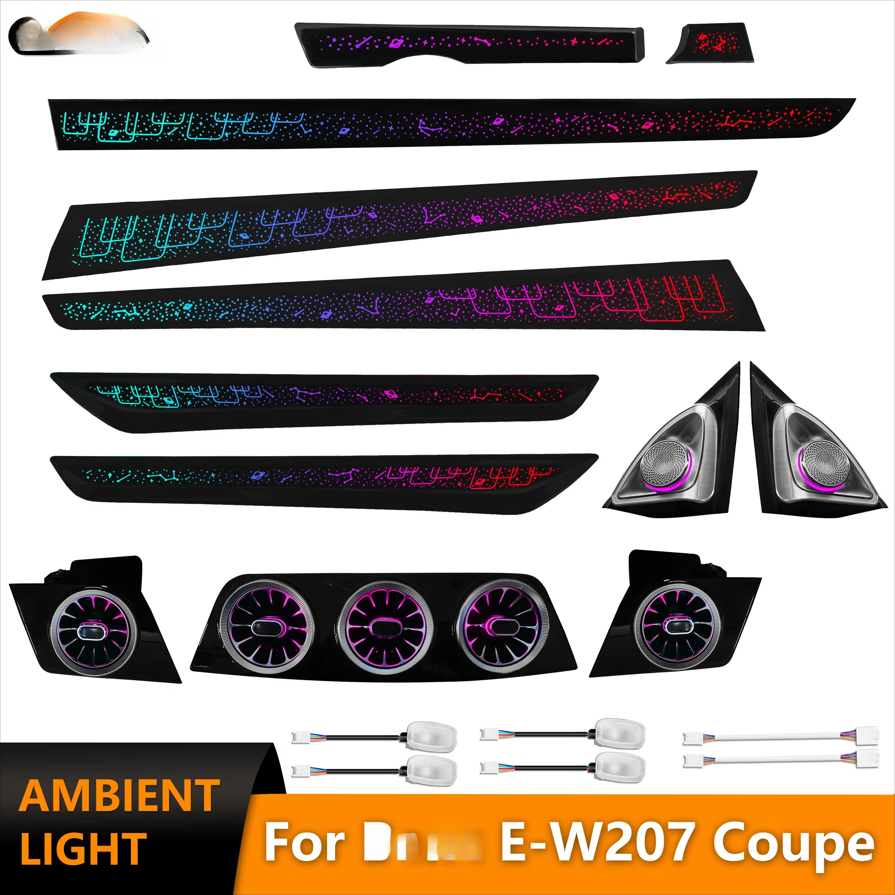 Upgrade Starry W207 Car Ambient Light for  Benz E W207 Coupe CGI Cabriolet A207 (09-16) Interior LED Lighting Kits