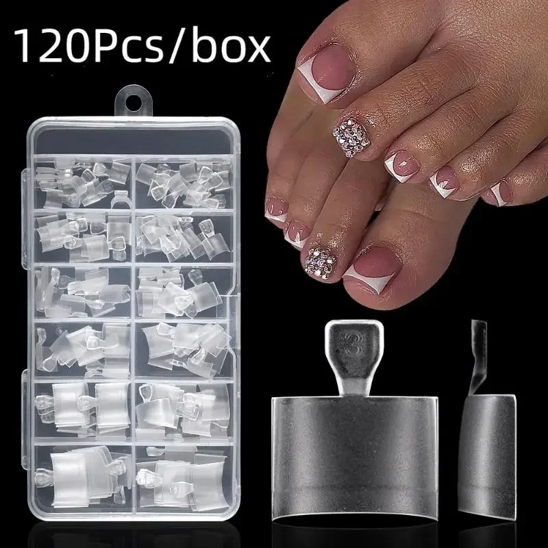 

120 Pcs/box Fake Toe Nail Tips Frosted Half Cover Toenail For Pedicure Square Press On Toenails For Women Nail Salons DIY