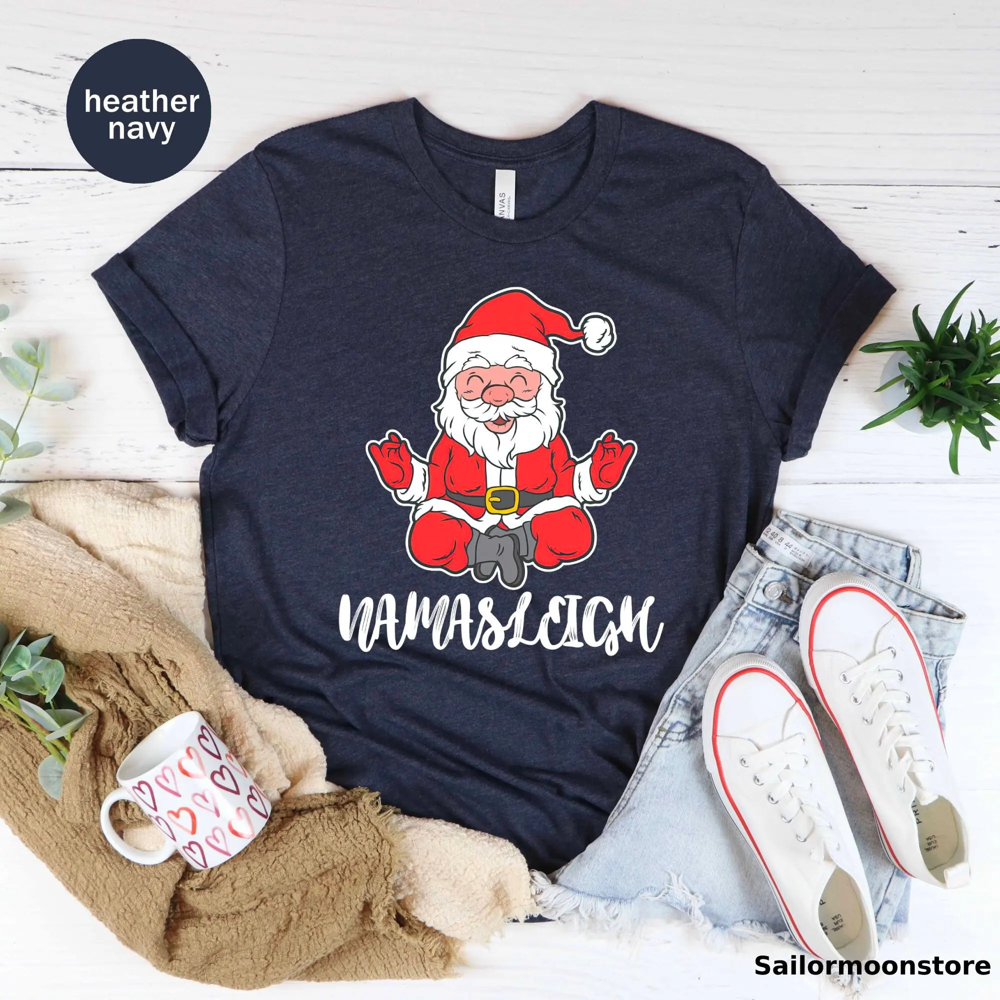 Namasleigh T Shirt Christmas Yoga Namaste Santa Meditation