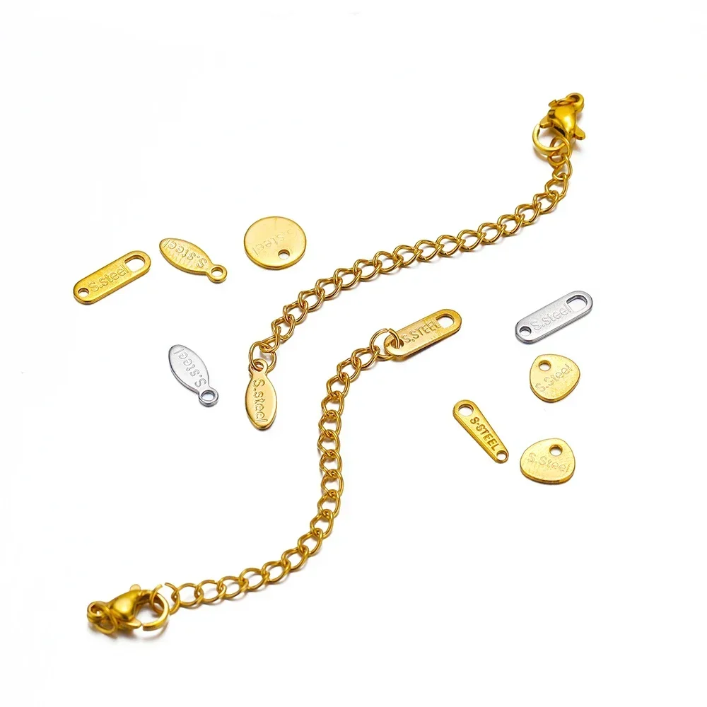 50pcs Gold Plated Stainless Steel End Tail Charms Extension Chain Connector Pendants for DIY Fashion Jewelry Crafts Making Bulk image 2