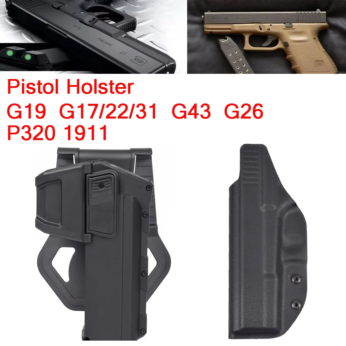 Taktische Glock 17 19 Sig Sauer P320 1911 Pistole Holster Bewegliche Rechte Hand Taille Gürtel Clip Pistole mit X300 Jagd Zubehör
