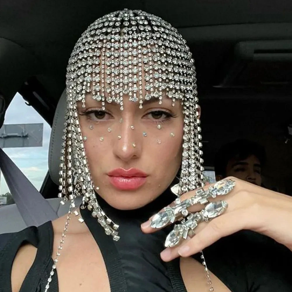 

Stonefans Long Tassel Rhinestone Hair Chain Headbands for Women Bridal Crystal Headpiece Wedding Accessories Indian Jewelry Gift