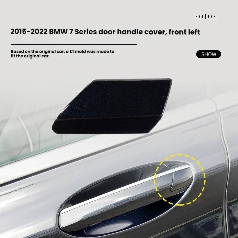 Left Driver Side Door Handle Key Hole Cap Lock Cylinder Cover Unpainted For BMW 7 Series G12 730 740 2015-2022