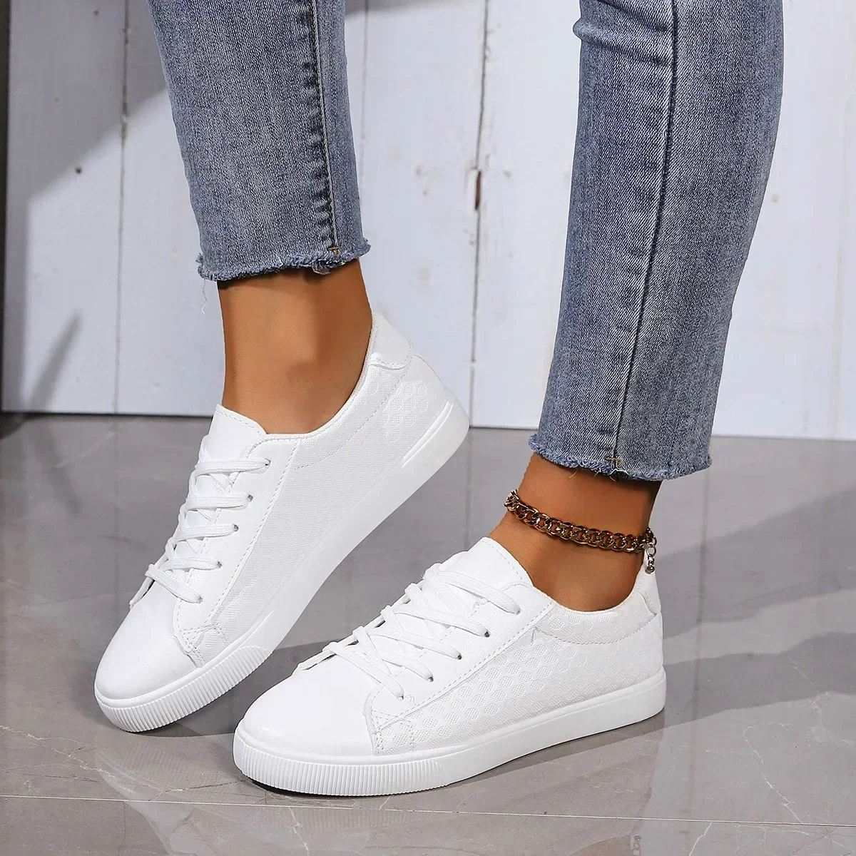 

Little White Shoes for Women New Spring Version Lace-up Casual Shos Ladies Comfort Non-slip Flats Woman Sneakers Zapatillas