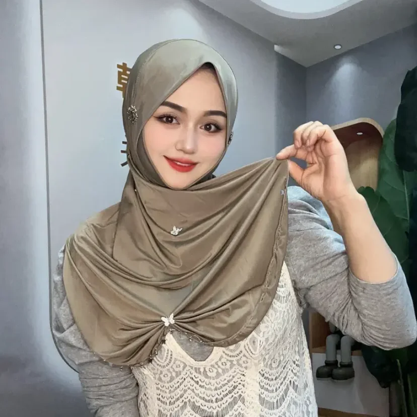 Butterfly Decor High Quality Long Shawls Muslim Clothing Hijab
