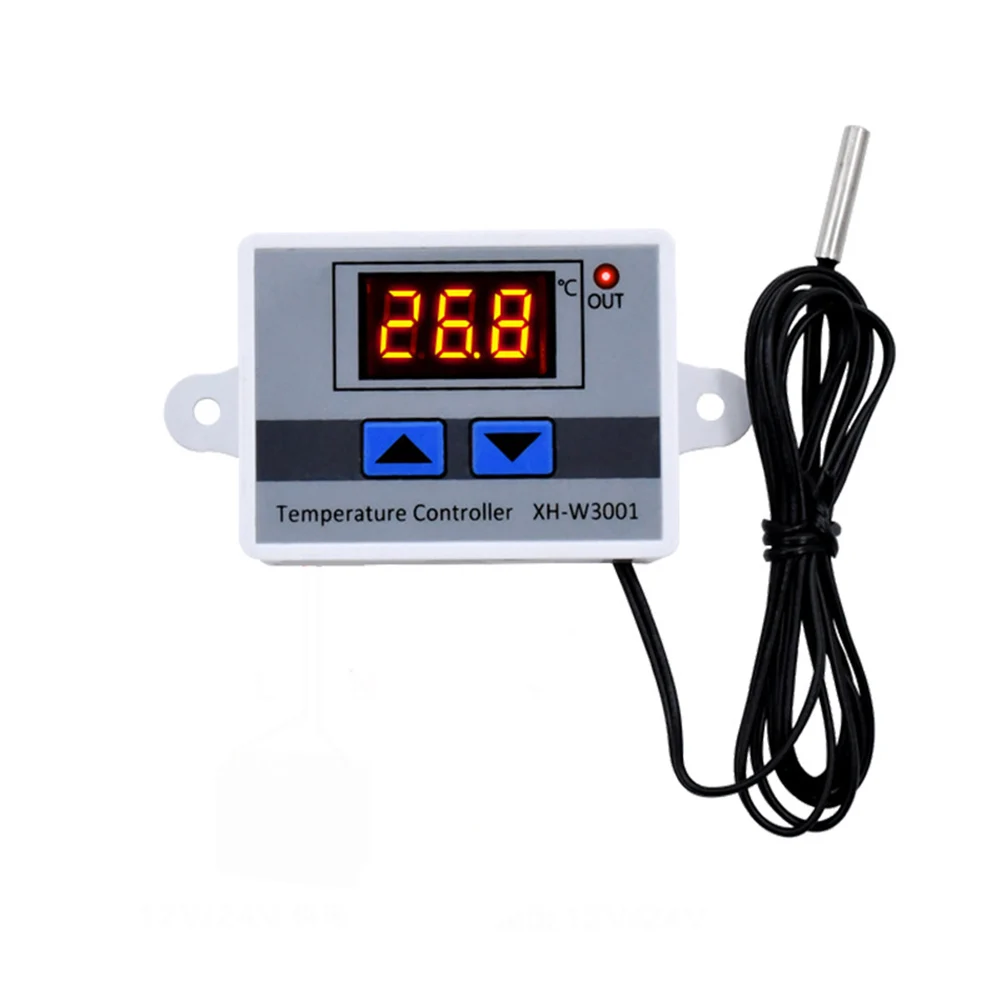 2PC For XH-W3001 Thermostat Switch Digital LED Temperature Controller With Waterproof Probe Heating Cooling Mode Thermoregulator