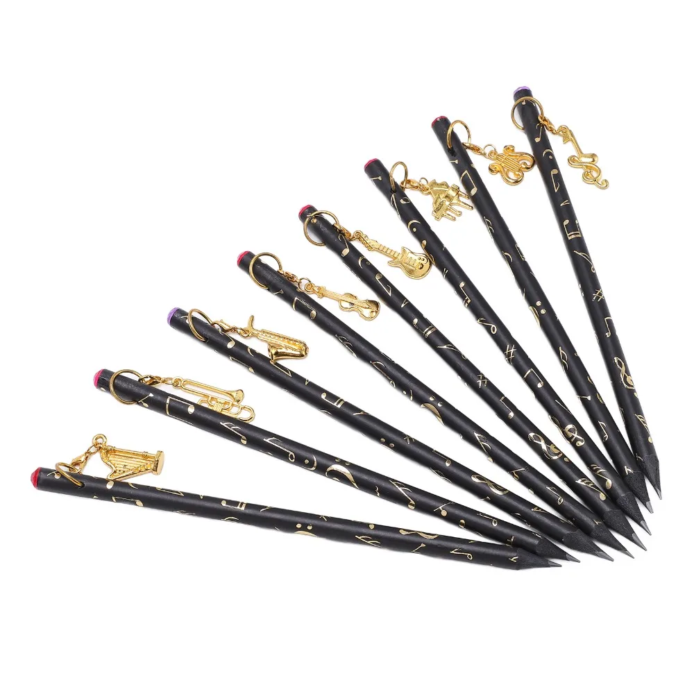 8Pcs ​Pre-Sharpened​ Music Pencil​ ​Beautiful Musical Instruments Pendant ​Diamond Top​ ​Artist Pencil​ ​Music Themed​