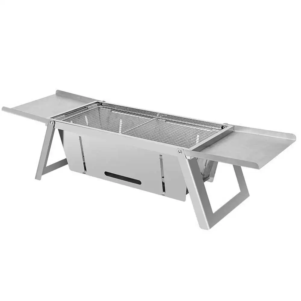 ตะแกรงย่างบาร์บีคิวแบบพับได้ตะแกรงย่างบาร์บีคิวแบบตาข่ายสแตนเลสกลางแจ้งแบบพกพา