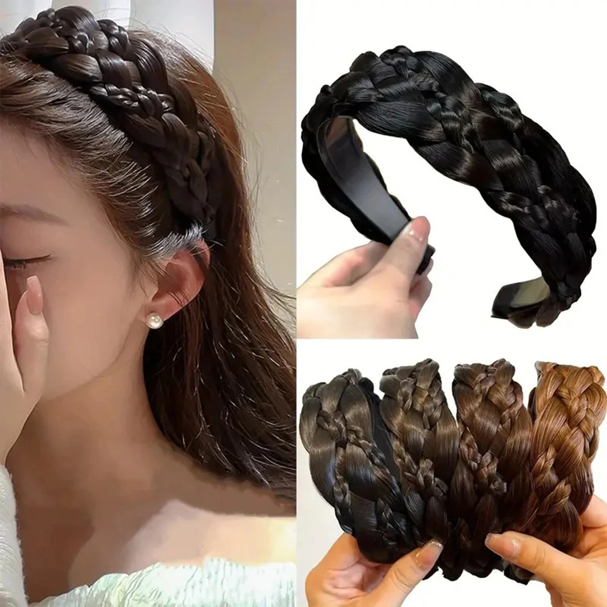 

Wig Twist Braided Hair Bands Fashion Braids Hair Accessories Wide Fishbone Braids Head Hoop Hair Styling Headwear Accessories