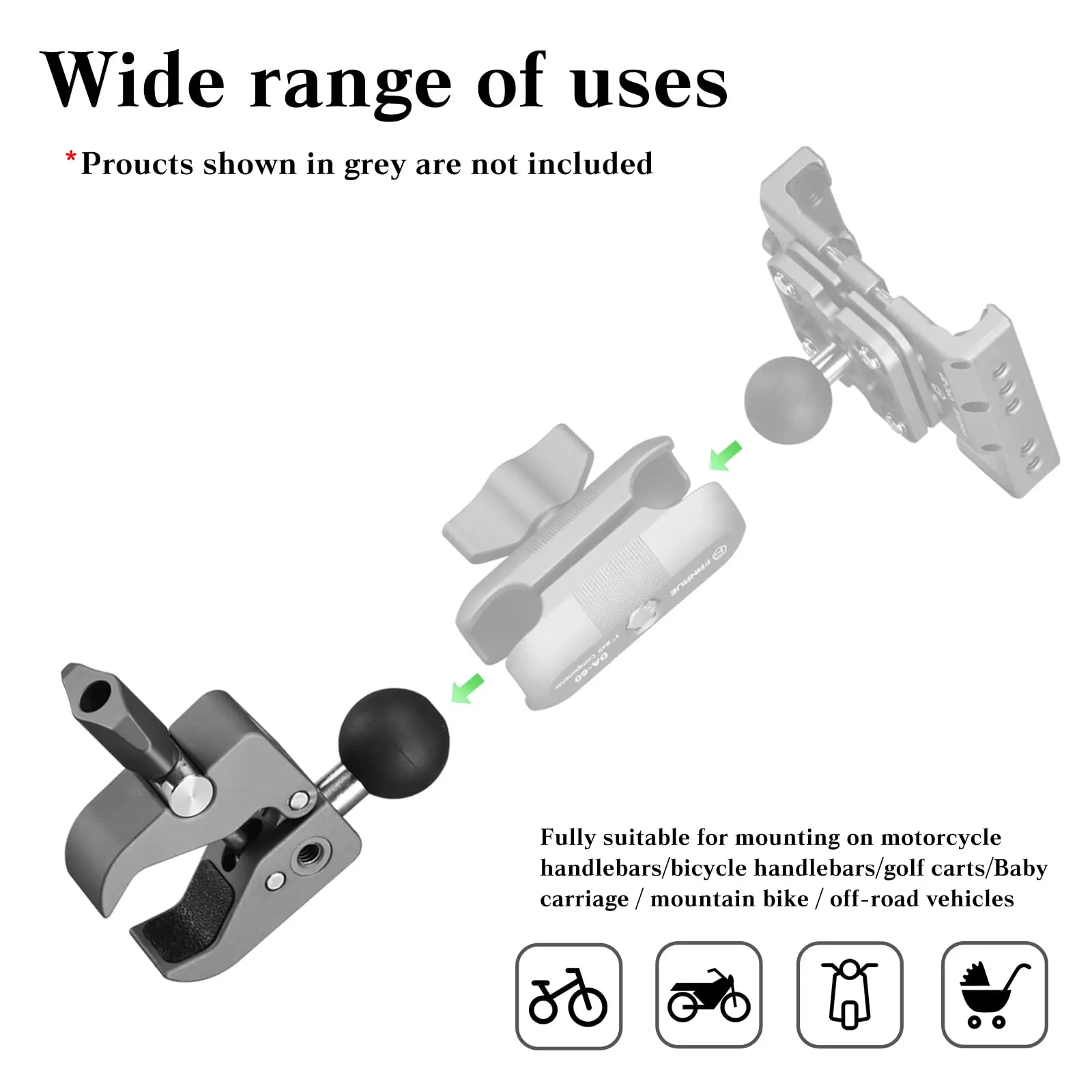 FANAUE Handlebar Clamp Mount Base mobile phone holder stand Support bracket Motorbike motorcycle Bicycles ATV/UTV for RAM Mounts