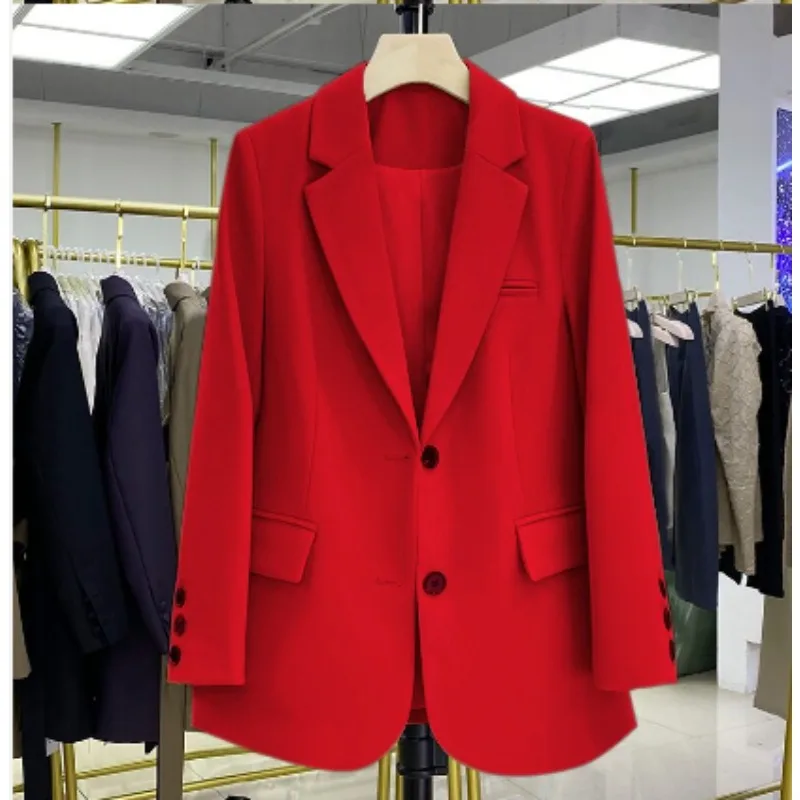 Lente buitenlandse stijl Prachtig professioneel temperament Koreaanse stijl Losse afslankende en stijlvolle nieuwe halflange casual pakblazer