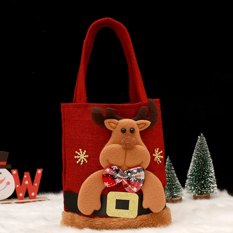 20PCS Christmas Gift Bags Handbags Tote Bags Candy Bags Snowman Bear Gift Bags Storage Bags Christmas Decoration