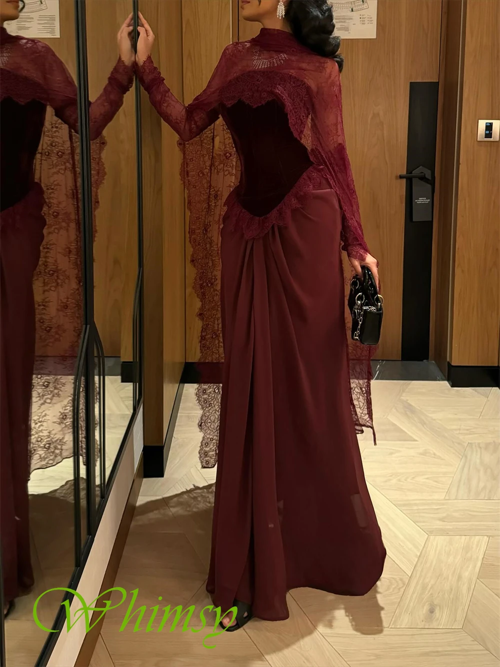 فستان سهرة جيرسي فاخر مخصص رائع بياقة عالية وأكمام طويلة فساتين لحضور الحفلات الموسيقية الحديثة سويب تراين فساتين المناسبات الخاصة