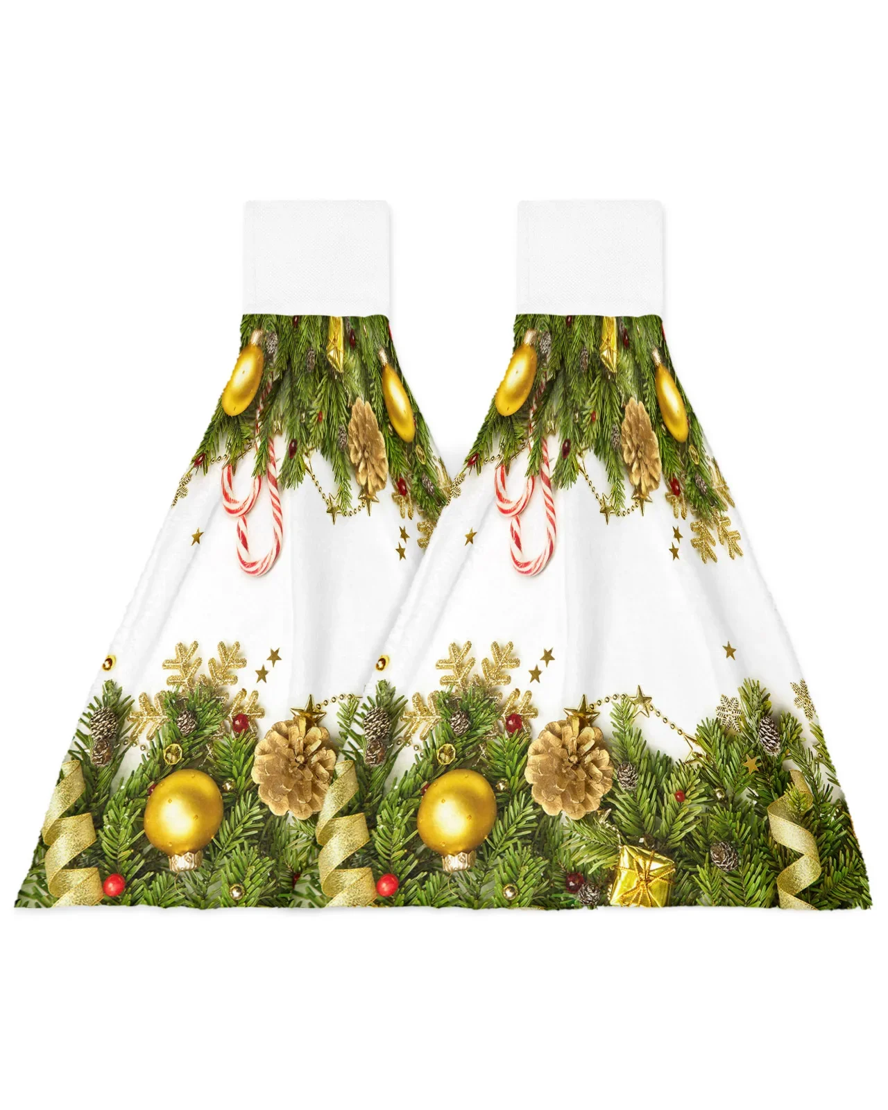 Christmas Pine Needles Lights Hand Towels Microfiber Hanging Cloth Quick Dry Cleaning Cloth Christmas Decor Kitchen Towel