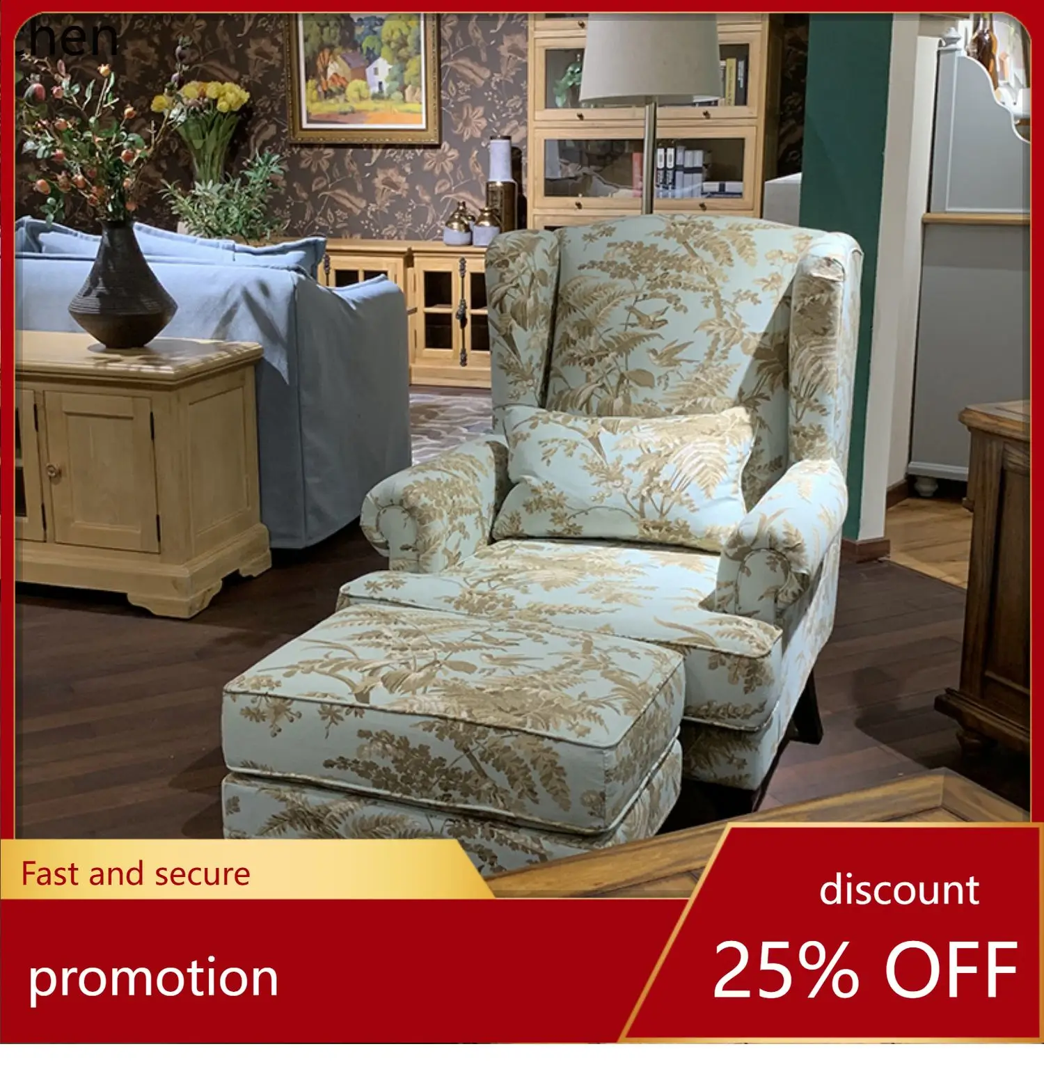 

HXL single sofa light luxury retro living room recliner lazy balcony leisure sofa