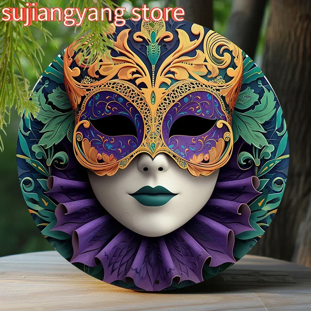 Faux Cutout Painting Circular Wreath Sign Living Room Decoration Valentine's Day Gifts De Lis Mardi Gras Theme Decoration K283