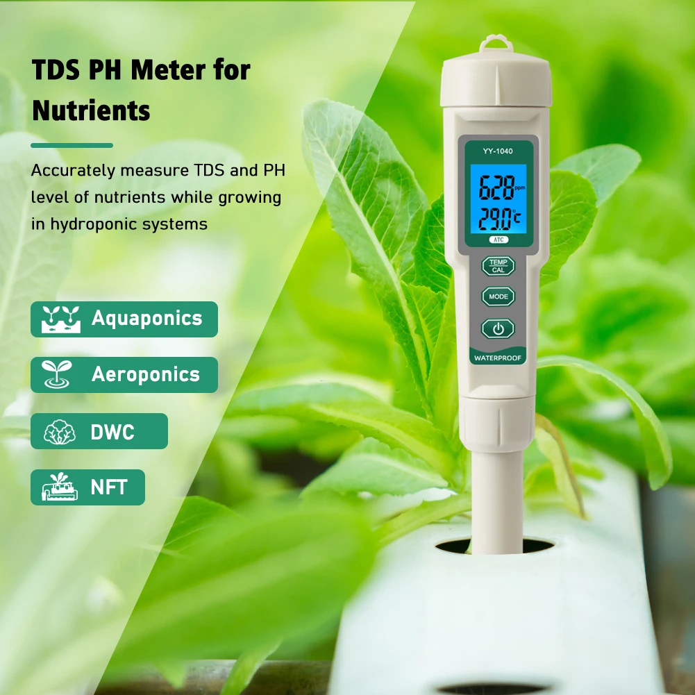 High Precision Water Tester 4 in 1 Digital PH/TDS/EC Meter Drinking Water Thermometer for Aquariums Nutrient Solution, Swimming