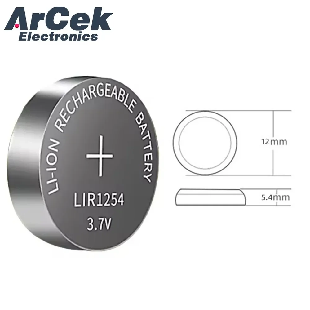 2PCS LIR1254 3.7V 60mAh Rechargeable Lithium Battery Button Cell Built-in Batteries 1254 for TWS Wireless Headphone Bluetooth