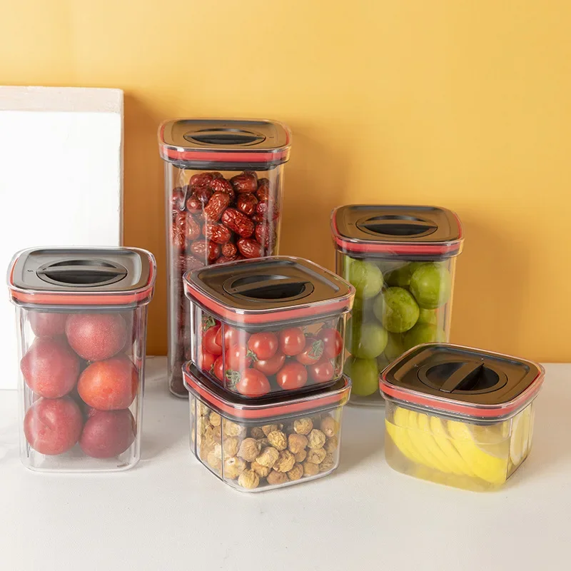 Rotating Cover Sealed Jar Food Storage Box Transparent Plastic Multigrain Tank Stackable Dried Storage Jars Kitchen Organizer