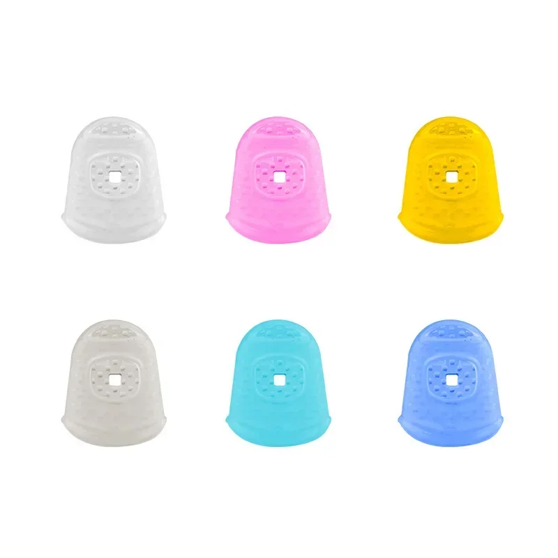 5Pcs Colorful Silicone Thimbles Hollowed Out Breathable Playing Guitar Protective Finger Sleeve DIY Crafts Sewing Tool Supplies