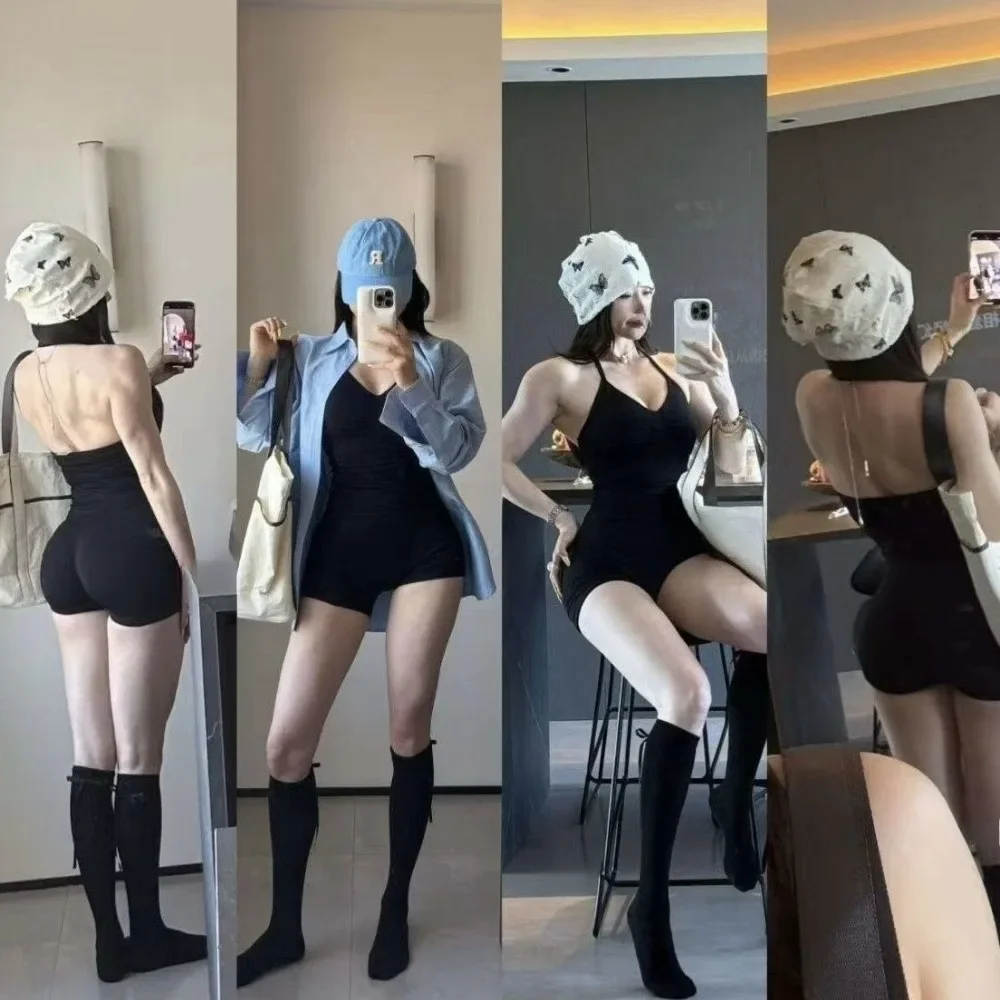 

Европейский и американский летний женский костюм, спортивный жилет из двух частей, шорты для йоги с шеей и спиной, тренировочный персиковый костюм для фитнеса, спортивный костюм