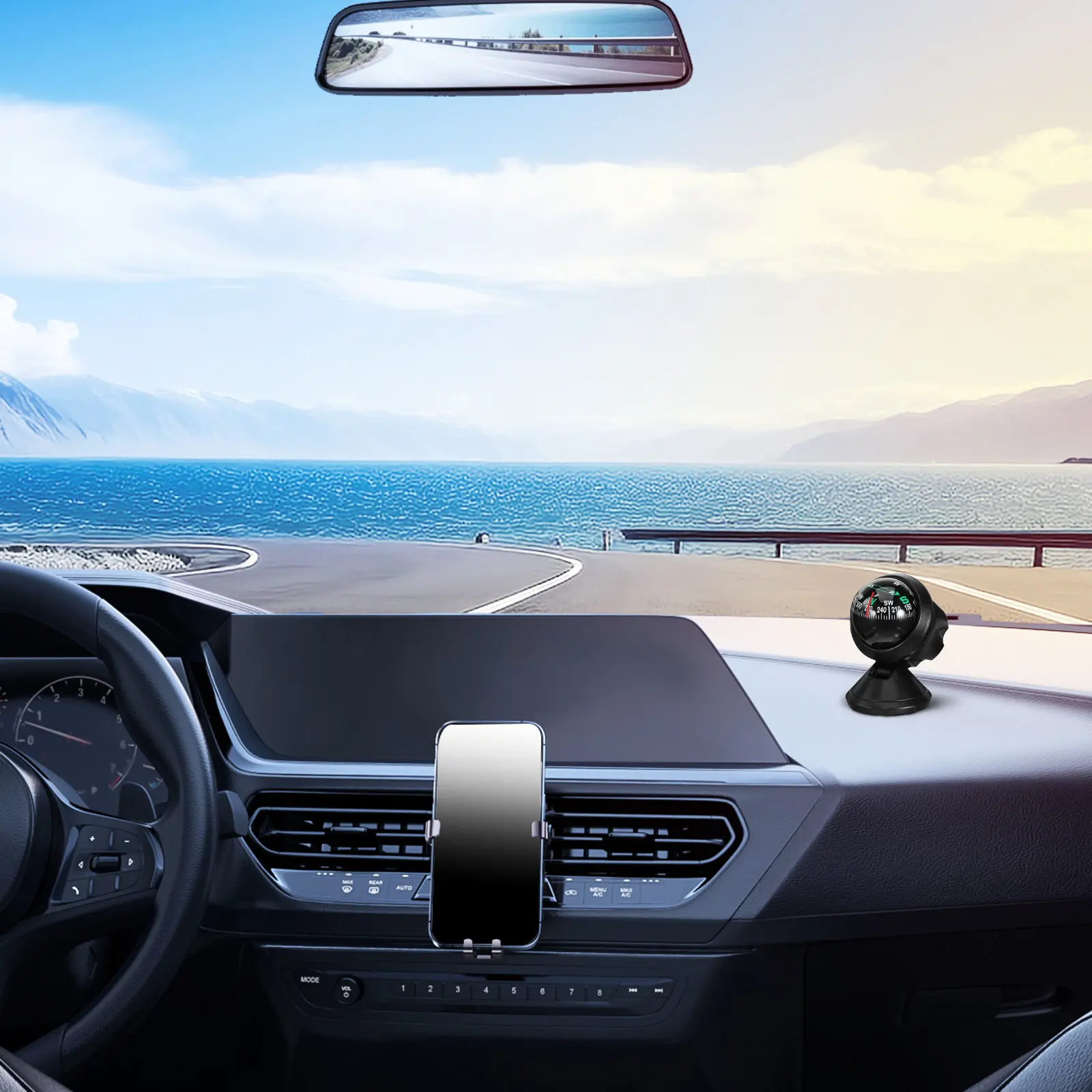 

Universal Car Compass Ball Precision Dashboard Direction Finder Dash Mount Compass Vehicle Navigation Travel Outdoor