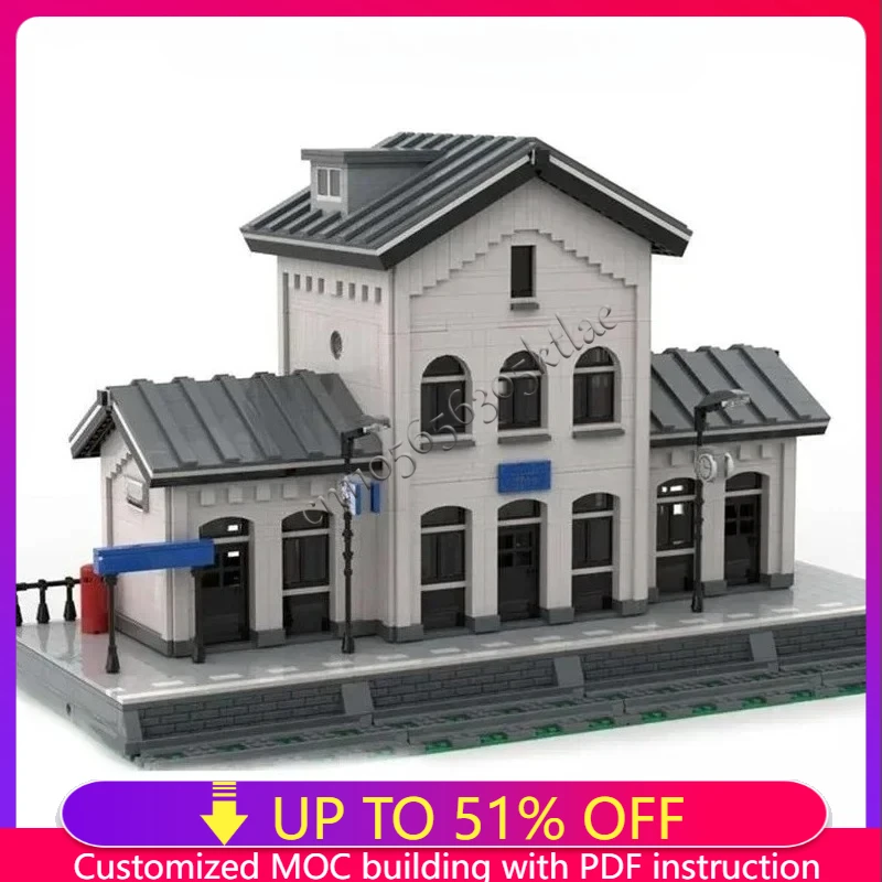 

3227PCS MOC Modern City Street View Vught Train Station Build Model DIY Custom Puzzle Technology Creative Assembly Kids Toy Gift