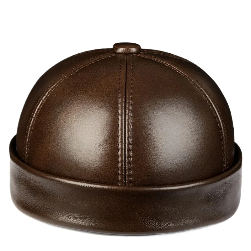 قبعة جلدية للرجال شتاء دافئ قبعة رند البطيخ في قبعة الأمير المالك الأب الجد المسنين #5