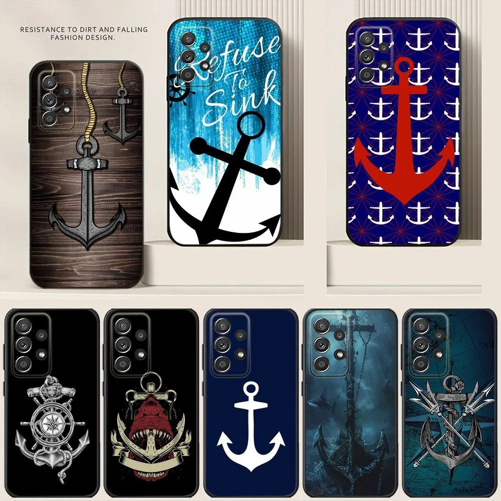 Anchor Phone Case For Samsung S24,S21,S22,S23,S30,Ultra,S20,Plus,Note,10,9,5G Black soft silicone case