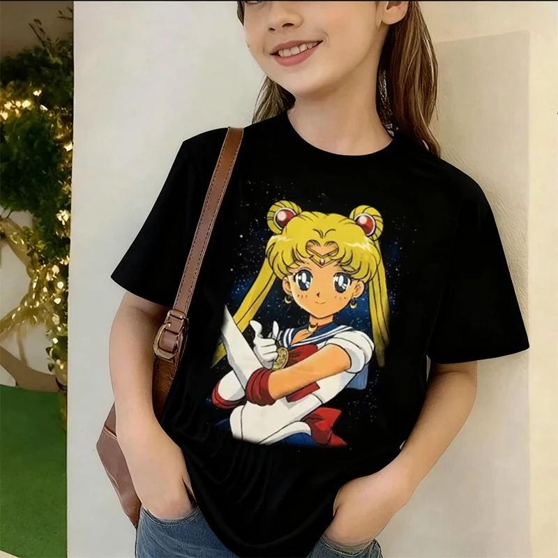 

Sailor Moon Retro 90s Japanese Anime Graphic Printed T-Shirt Girls Children's Harajuku Kids Sailor Moon Women T-shirt Clothing