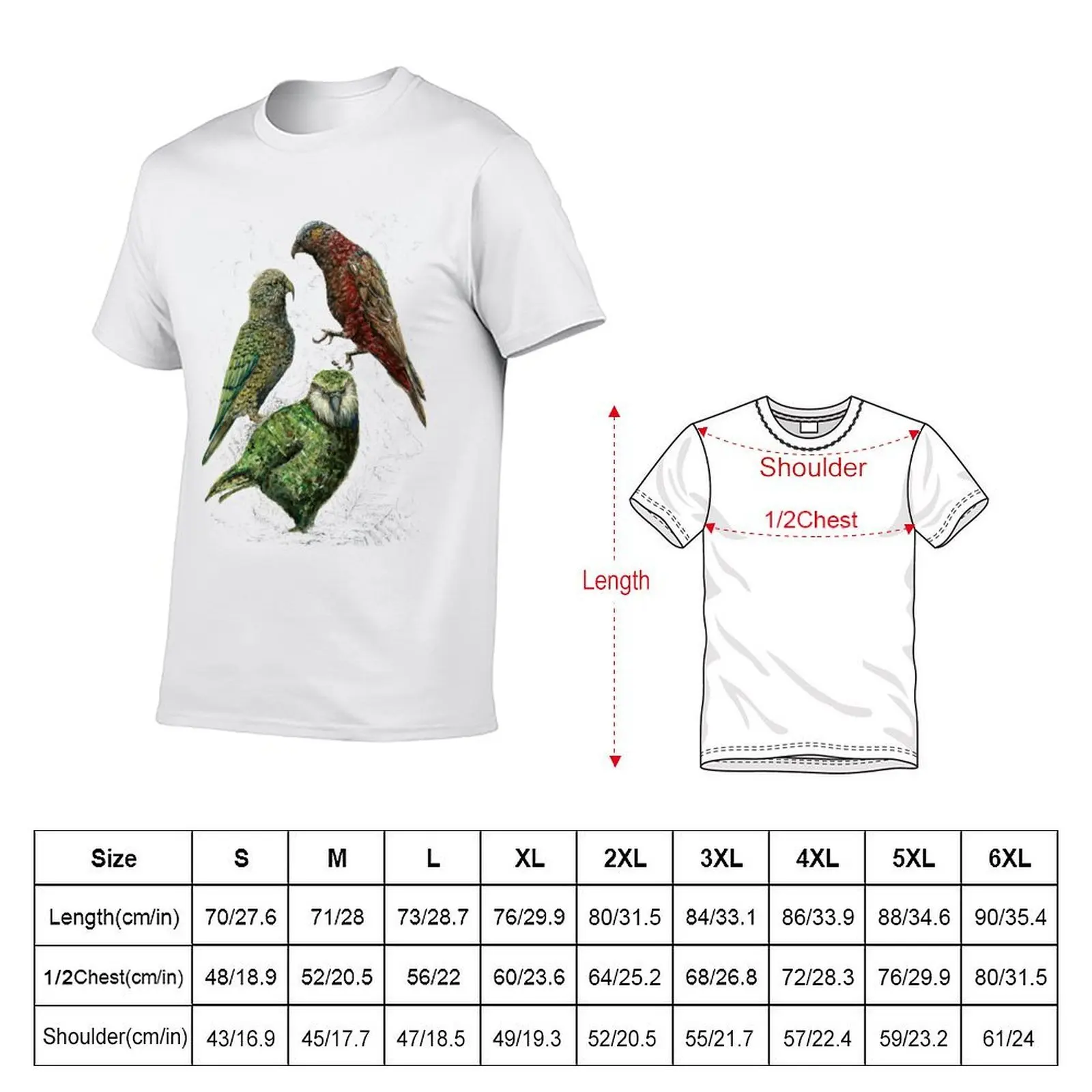 Three native parrots of New Zealand T-Shirt plus size clothes oversizeds men clothing