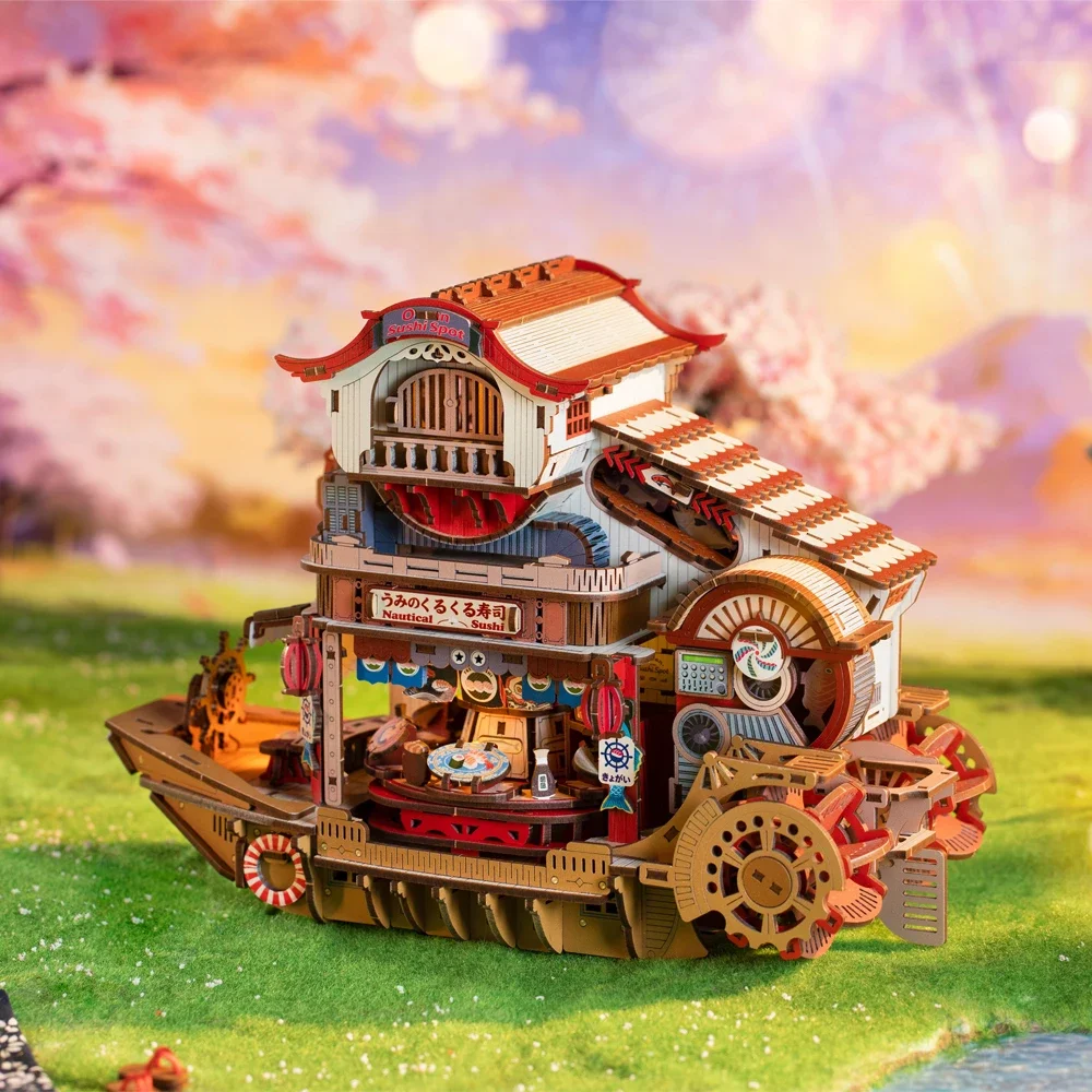 FurHaven NEW Nautical Sushi Store DIY Wooden House Figurines Miniature Kits Home Desk Decoration For Adult Handmade Gifts