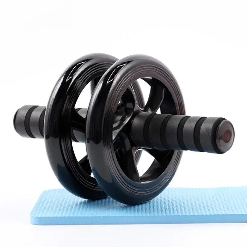 

No Noise Gym Abdominal Wheel Ab Rollers with Mat for Exercise Fitness Equipment Accessory Unisex Black Double Wheeled Belly Yoga