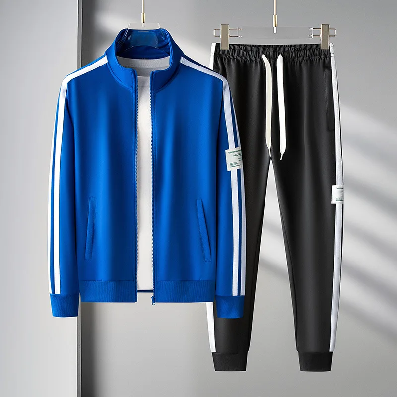 

Man Jacket Men Stripes Two Piece Sets Tracksuit Sportswear Casual Sweatpants Clothing Male Sweatsuit Sports Suit