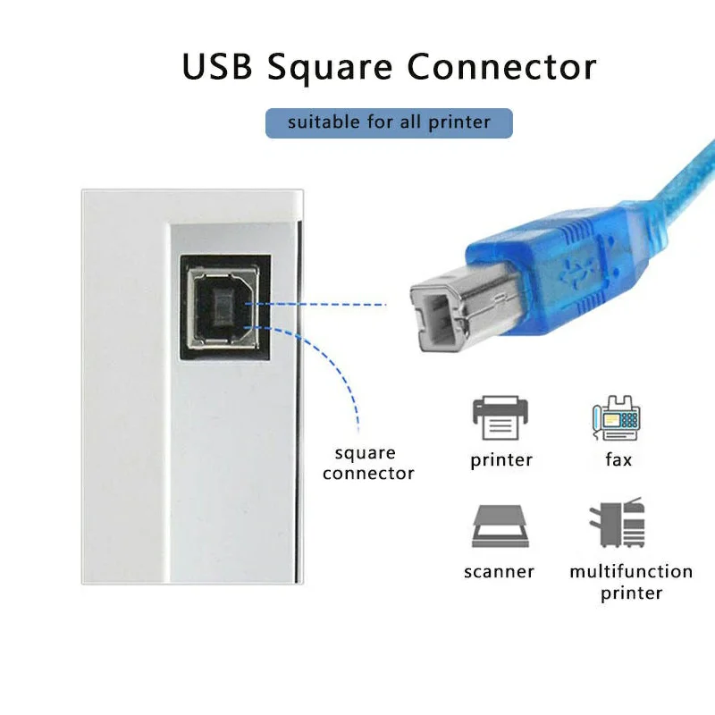 USB Printer Cable USB Type B Male to A Male USB 2.0 Cable Data Transfer for HP Canon Brother Dell Epson Lexmark DAC Scanner