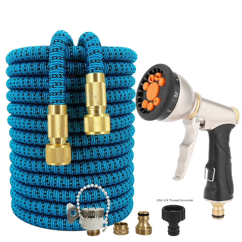 25-100FT Garden Hose Expandable Magic Water Pipe High Pressure Car Wash Multi Functional Water Gun Home Watering Tool