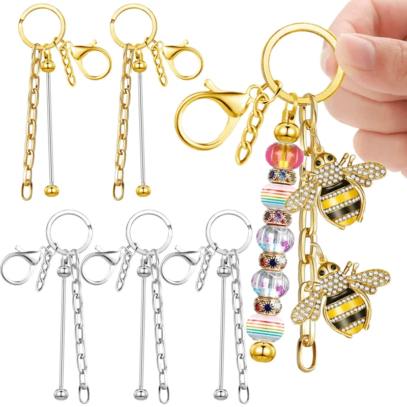 5Pcs Outdoor Double Beadable Key Rods Blank Keychain Buckle DIY Handmade Bag Pendant Making Accessories Beads Not Included - view 5