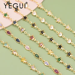 YEGUI C314,diy chain,pass REACH,nickel free,18k gold plated,copper,zircon,handmade,diy bracelet necklace,jewelry making,50cm/lot